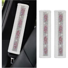 Mandark Bling Car Seatbelt Cover, 2PCS Rhinstone Crystal Vehicle Seat Belt Strap Pad, Diamond Glitter Soft Automotive Interior Shoulder Neck Protector Decor Accessories, Universal Fit (AB Color)