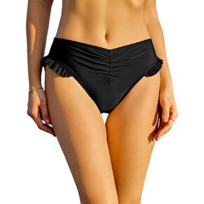ZAFUL Women Ruffle Bikini Bottom Ruched Full Coverage Swim Briefs