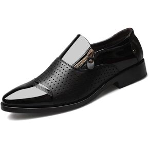 Men's Tuxedo Patent Leather Dress Shoes Classic Zip Formal Business Shoes Oxfords