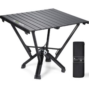 Metal Heatproof Folding Camping Table, Heavy Duty 110 Capacity, Thickened Aluminum Frame & Rubber Feet, Outside Portable Square Beach Table with Carrying Bag for Sand, Car Camping, Travel