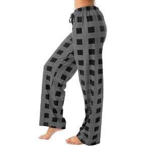 Pajamas Pants for Women 2025 Lounge Cute Plaid Pants Soft Comfy Wide Leg Trousers Sleep Bell Bottom