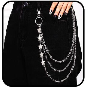 Hip Hop Pants Chain for Men Goth Jean Chains for Pant Punk Pocket Chain Layered Acrylic Keychains Cute Trouser Chain Rock Wallet Chain Waist Body Accessories for Women