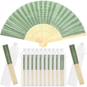 30 Pcs Silk Fabric Folding Fans Bulk for Wedding Guests Thank You Bamboo Folded Hand Fan for Bridal Shower Decoration Favor Vintage Handheld Fans Souvenirs with Organza Bag (Haze Blue,Classic)