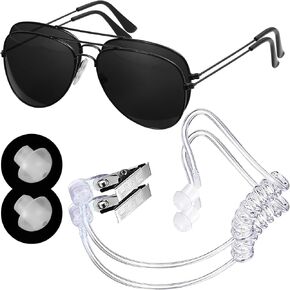 Men in Costume Black-Costume Accessories - Secret-Service and Spy FBI Costumes, Fake Ear Piece and Sunglasses