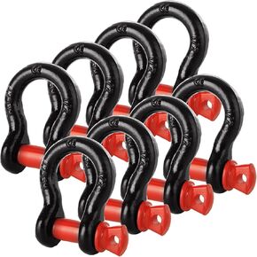 8PCS 1/2 D Ring Shackle 2 Ton (4409 Lbs) Capacity Screw Shackle 8 Ton(17,637 lbs) Maximum Break Strength Chain Shackle Bow Shackle Clevis Heavy Duty Screw Pin Shackle for Towing, Off Road Recovery