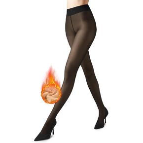 VVX Fleece Lined Tights Women - Fake Translucent Warm Pantyhose Leggings Warm Tights for Winter