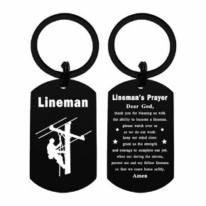 Lineman Gifts for Men Him - Lineman Birthday Christmas Keychain - Gift for Lineman Valentines Father's Day Xmas Stuff