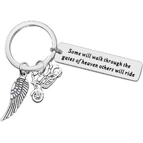 Heigebi Motorcycle Memorial Keychain Gifts Memorial Jewelry for Lost of Dad Brother Husband Grandpa Uncle Sympathy Gift for Motorcycle Men Sympathy Jewelry Keyring