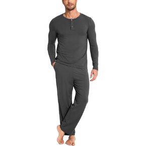 Bamboo Viscose Men's Pajama Sets 2 Piece Long Sleeve Sleep Set with Pockets