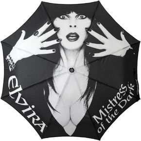 Kreepsville 666 Elvira Mistress of the Dark Classic Logo Handle مقبض المظلة- القوطية القوية القوطية التلقائية التلقائية