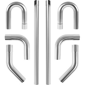 DOCAS 3 Inch Stainless Steel Exhaust Pipe Kit Tubing Mandrel Bend Pipe Straight & U-Bend Kit, Universal Fit DIY Custom Exhaust Tubing - 8 PCS