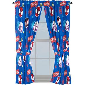 جاي فرانكو ستائر Window for Kids Bedroom من 4 قطع مجموعة مع 2 Tiebacks ، Blue - Spidey وأصدقائه المذهلين ، 42 "W × 63" L (حزمة 2) 2)