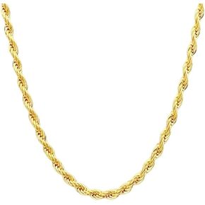 14K Solid Yellow Gold Rope Chain Necklace for Women and Men, 1.5mm,2mm,3.2mm and 4.2mm Thick, Durable Design in Lengths from 16 to 36 Inches