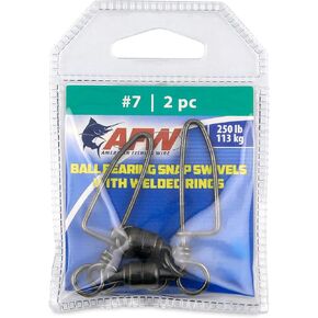 American Fishing Wire Black Ball Bearing Snap Swivels (2 Pieces), Size 7, 250 Pound Test