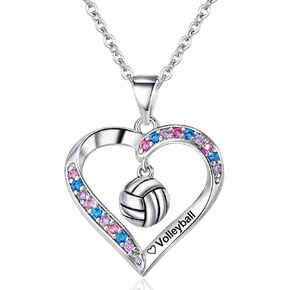 هدايا قلادة Birthstone للكرة الطائرة للفتيات في سن المراهقة ، والملحقات الرياضية هدايا عيد ميلاد مجوهرات عيد الميلاد لليخاد أطفال فتاة مع بطاقة هدية بطاقة هدية