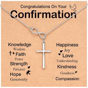 Infinity Cross Necklace, Confirmation Gifts for Teen Girls Catholic Christian Religious Gifts for Women