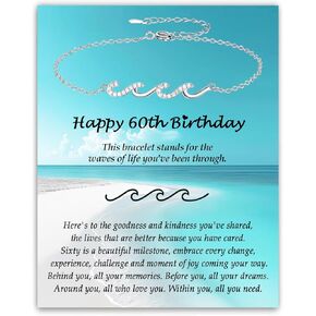 Birthday Gifts for Women, Cool Waves Bracelet Gift for Happy Birthday 21st, 30th, 40th, 50th, 60th Birthday Gift Ideas for Women Ladies Bestie Friend Sister Mom Daughter Wife Grandma