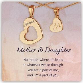 قلادة ابنة الأم-هدايا لأمي ، هدايا للابنة ، هدايا عيد ميلاد أمي ، هدايا عيد ميلاد الابنة ، مطلي بالذهب 18K ، 5A زركونيا ، النهاية ثلاثية الطبقات ، الحجم 17-19 '' ' in Kuwait