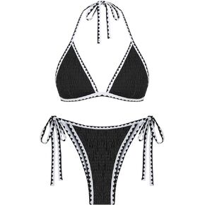 ZAFUL Women Triangle Bikini Sets Sexy Two Piece Swimsuit Halter V Neck String Bathing Suits Tie Side Swimwear 2025