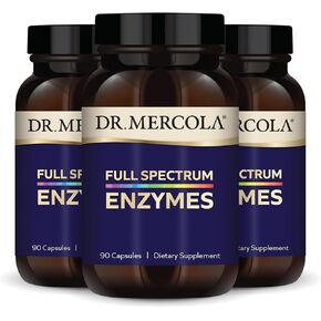 Dr. Mercola Full Spectrum Enzymes - 22 Different Enzymes - Supports Digestive & Immune Health - Helps Digest Carbohydrates, Fats & Proteins - Non-GMO, Gluten-Free & Soy-Free - 90 Capsules (3 Pack)