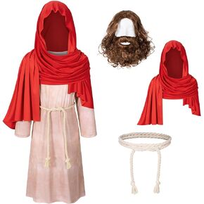 TOKYO REVENGERS Kids Biblical Jesus Robe Christ Costume Halloween Cosplay Costume Shawl Waist Rope Wig And Beard Set