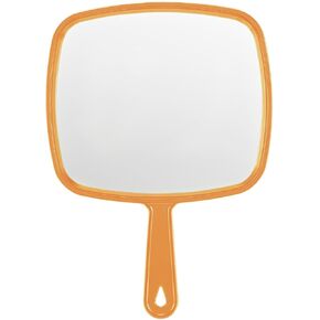 Extra Large Handheld Mirror，Hand Salon Mirror with Handle for Barbers, Hairdressing (Pink，12.4" Lx 9" W)