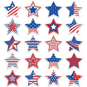 40pcs Patriotic Star Thick Gel Clings Red Blue White 4th of July Star Reusable Window Decals for Independence Day Home Party Supplies, 2 Sheets