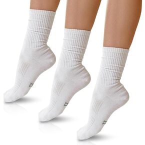 Luxe European Women's Crew Socks, Silky Soft Premium Cotton, Thin & Breathable, Non-Binding, Pack of 3