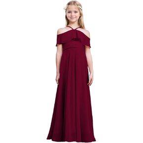 Junior Bridesmaid Dresses Flower Girl Dress Chiffon Maxi Sleeveless A-line for Wedding Teen Girls Party Gowns