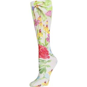 Celeste Stein Therapeutic Graduated Compression Socks, White Bellagio, 8-15 mmHg Queen Plus Calf