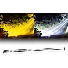 White Amber LED Light Bar 12 Inch Single Row Super Bright Dual Color Slim Spot Flood Combo LED Work Light Driving Fog Lamp for Pickup Off Road Truck ATV UTV Boat