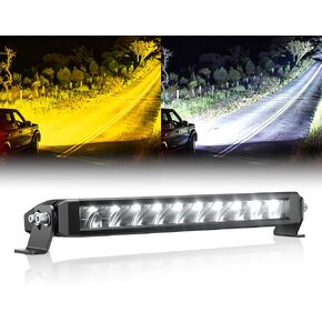 White Amber LED Light Bar 12 Inch Single Row Super Bright Dual Color Slim Spot Flood Combo LED Work Light Driving Fog Lamp for Pickup Off Road Truck ATV UTV Boat in Kuwait