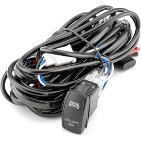 Mofun 2 Lead LED Pod Light Wiring Harness Kit Rear Lights Rocker Switch Blue with Relay ON-Off and Fuse Compatible with Polaris RZR SUV ATV UTV Truck Wrangler