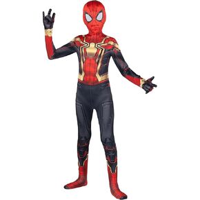 Marvel Kid's Classic Spider-Man Integrated Zentai Suit, Spiderman Halloween Costume Iron Spider Man Large