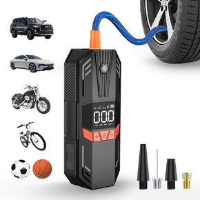 Cordless Tire Inflator Portable Air Compressor-120PSI & 6000mAh Auto Shut-Off Function Air Pump, Smart Electric Air Pump with LED Light & Digital Pressure Gauge for Cars, Bikes & Motorcycle, Balls