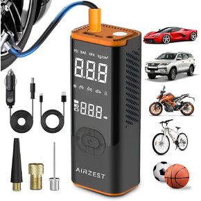 Tire Inflator Portable Air Compressor-4X Faster Inflation &150PSI Air Pump with Auto Shutoff Function for Car Tires, Inflatables, Motorcycle, Balls, Compact Bike Tire Pump with LED Light