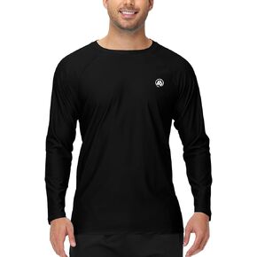 AOBUTE Mens Long Sleeve Swim Shirt Quick Dry Sun Protection Rash Guard