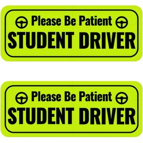 2 PCS طالب سائق المغناطيس للسيارة ، يرجى التحلي بالتحذير سلامة السائق العاكسة المغناطيسية ، ملصق برامج تشغيل جديدة لجذع الباب الوفير ، وملحقات السيارات (وردي) in Kuwait