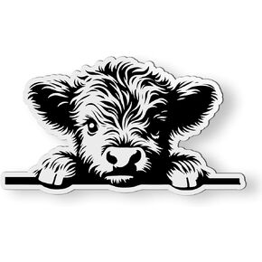 Highland Cow Peeking Magnet for Car Fridge Locker - 5" Cute Cow Magnet