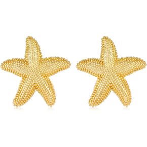 Gold Starfish Earrings For Women Trendy Summer Stud Earrings Beach Shell Earrings Chic Ocean Seashell Earrings Jewelry Gift