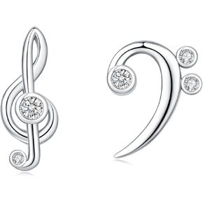 925 sterling Silver Music Note arocrings stud musical treble bass clef gifts movies for music bovels thermes steedician steries