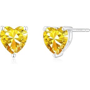 14K Gold Plated Stud Earrings 925 Sterling Silver Post Earrings Heart Love Cubic Zirconia Stud Earrings Small Cute for Women