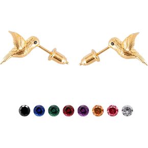 Coppertist.wu Hummingbird stud arcs arrings dainty arrings hummingbird gifts for women women (925 sterling silver/18 k Gold Vermeil)