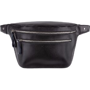 Genuine Leather Waist Bag, Fanny Pack Belt Bag (Black)