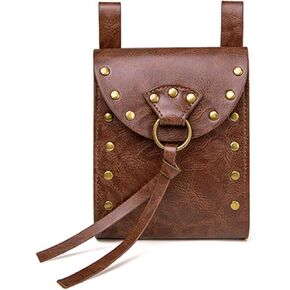 Belt Pouch Waist Bag Fanny Pack Bag Steampunk Medieval Belt Purse Pocket Casual Festival Renaissance Faire Costume Accessory (Brown)