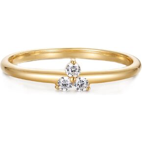 PASCAL Wedding Rings for Women, Engagement Promise Rings Sterling Silver with 18k Gold Vermeil Plated, Lab-grown Diamond Color D-E, VVS, VS, 0.11 ct