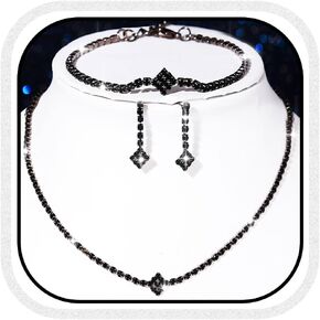 Aukmla Rhinestones مجوهرات الزفاف الزفاف مجموعات سوار أقراط القلادة المبرمة مجموعة مجوهرات رسمية للعرائس والنساء