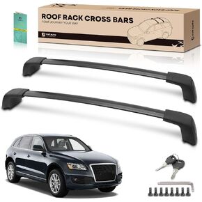 YHTAUTO Car Roof Rack Cross Bar Compatible with Audi Q5 2009-2024 w/Flush Rails, 165 Lbs Aluminum Alloy Cargo Bar for Rooftop Tent Kayak Bike Luggage Snowboard Ski Board Canoe