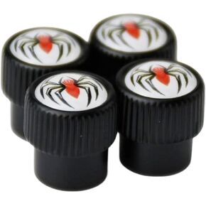 (Set of 4) Metal Auto Tire Valve Stem Cap Cover with Black Widow Spider Emblem Trim for Can-Am Spyder F3 RT R Predators Car Motor Bike