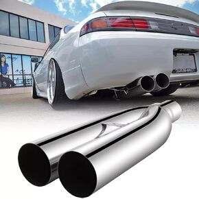 Exhaust Tips, 2PCS Universal Dual Punta De Escape Para Carro 2.5" Inlet 3" Outlet 19" Length, Tail Pipe Exhaust Tips Compatible with Dodge Challenger SXT Honda Accord VW Chevy Camaro SS ZL1